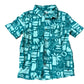 Kids Short Sleeve Shirt Age 6 Years Green Geometric Print