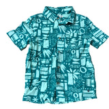 Kids Short Sleeve Shirt Age 6 Years Green Geometric Print