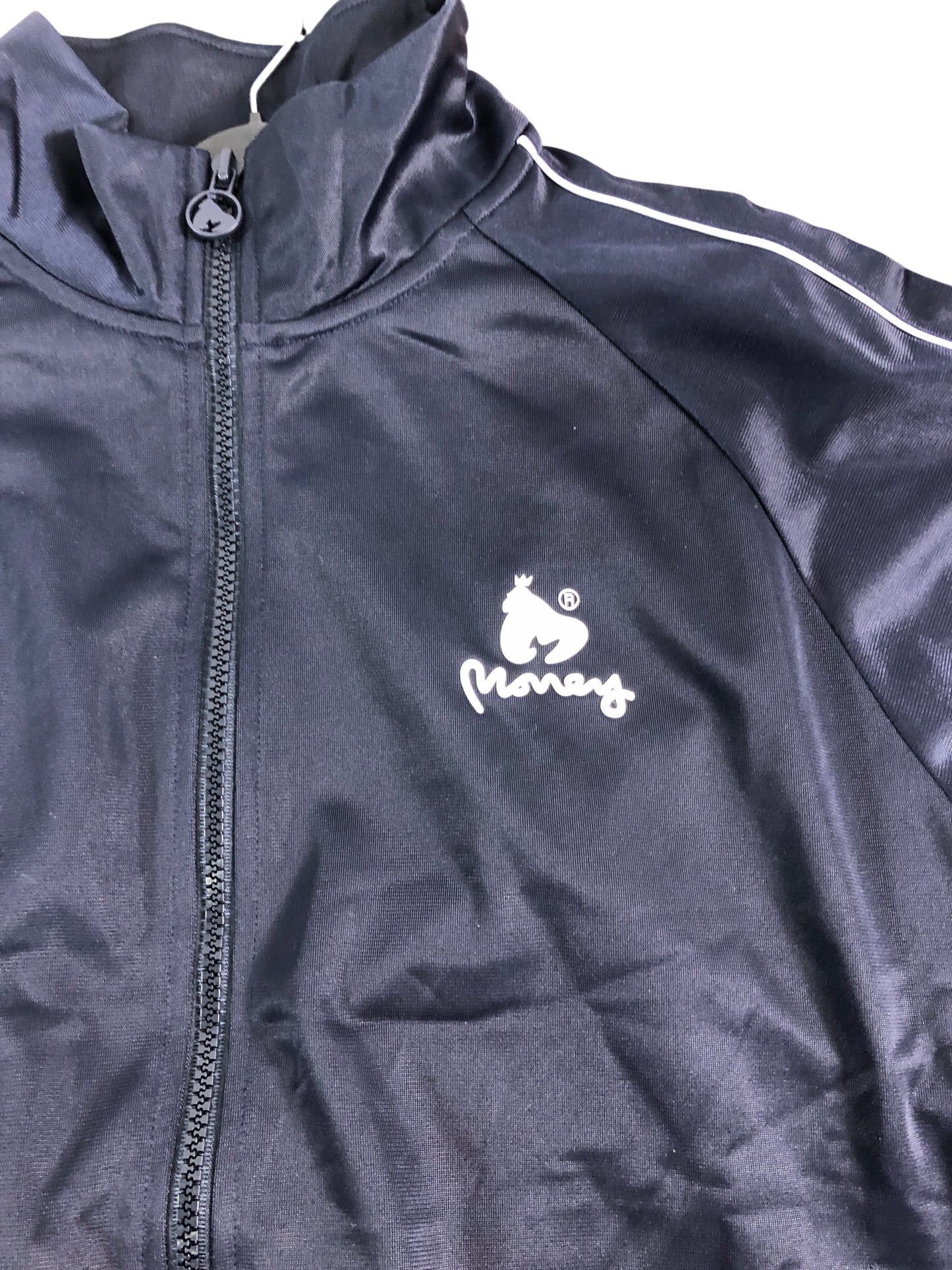 MONEY Track Jacket Men's Lightweight Sportswear Zip Up Navy Blue Size Large