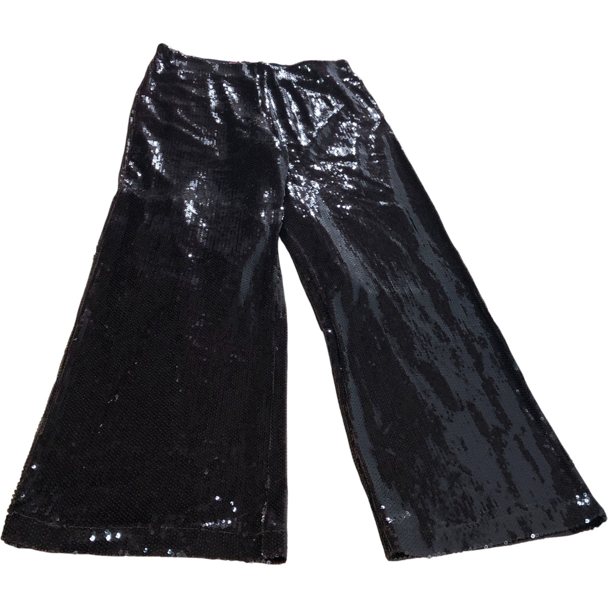 Brown Sequin Trousers UK12 Women's Wide Leg Sparkly