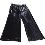 Brown Sequin Trousers UK12 Women's Wide Leg Sparkly
