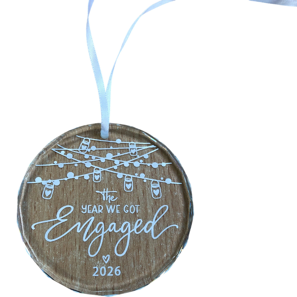 Glass Engagement Christmas Ornament 2026 Keepsake