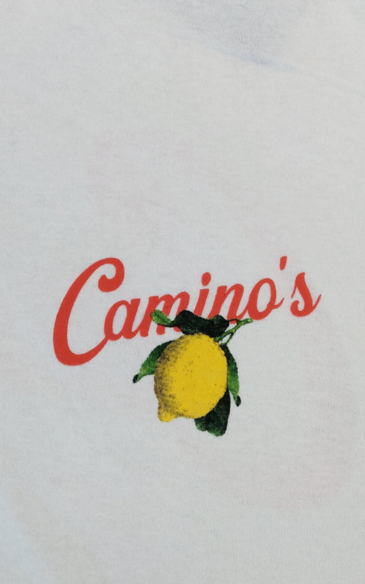 Camino's T-Shirt UK Medium Men's White Short Sleeve Lemon Graphic Tee