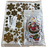 Gold Snowflake & Santa Christmas Stickers Set Festive Craft