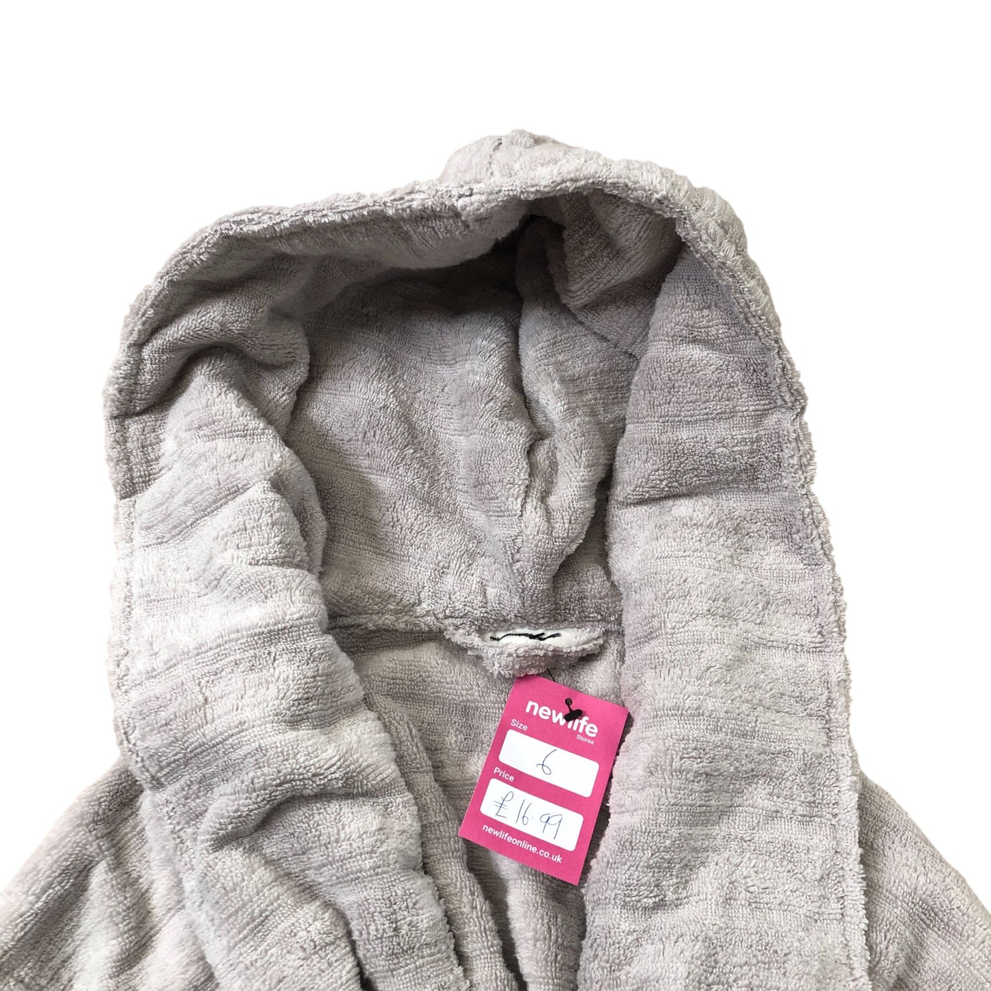 The White Company Hooded Bath Robe Women's Soft Grey Comfort Cotton Size 6