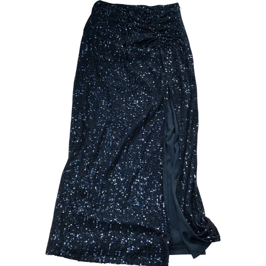 Lipsy Sequin Maxi Skirt UK8 Women's Black Evening Dress High Slit