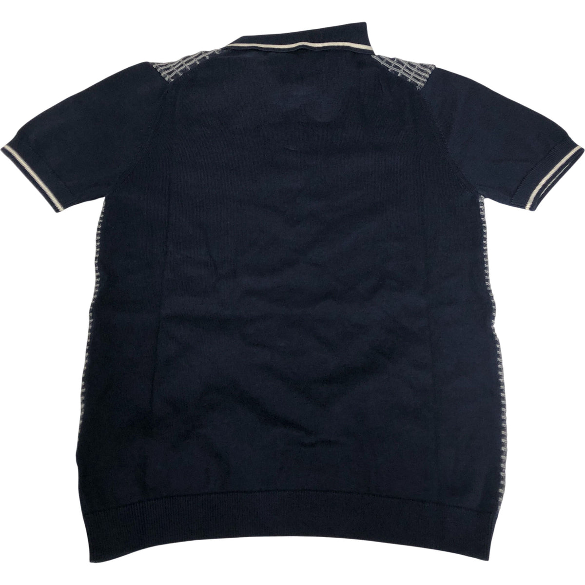 Short Sleeve Polo Shirt Cotton Navy Pattern