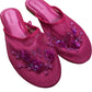 Floral Embellished Slip On Mules Women's Pink Mesh Summer Shoes