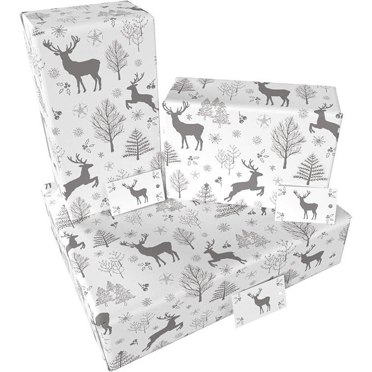 Rewrapped Christmas Wrapping Paper Pheasant & Deer 6 Sheets