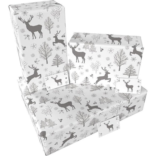 Rewrapped Christmas Wrapping Paper Pheasant & Deer 3 Sheets