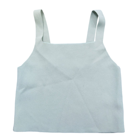 River Island Crop Top 7-8 Years Girl's Light Green Ribbed Adjustable Straps
