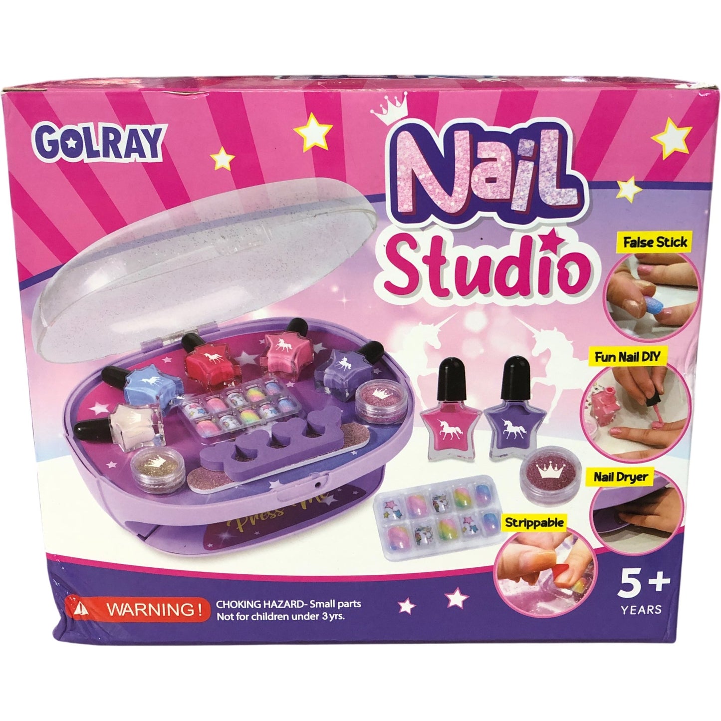 Golray Nail Studio Kids Nail Art Kit Electric Dryer Fun DIY Set 12 Pieces