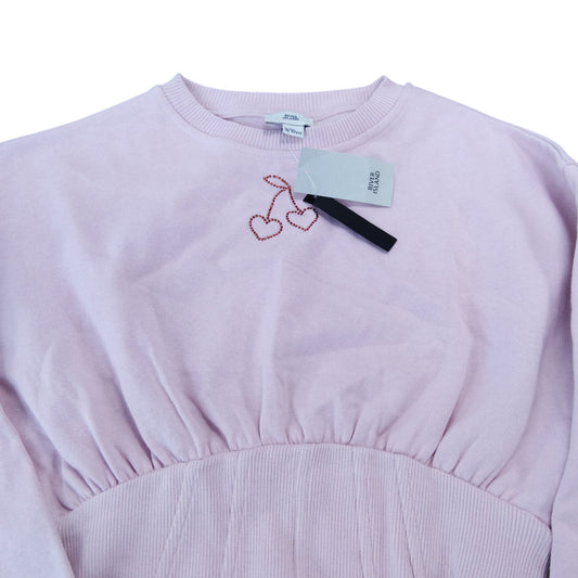River Island Girls Pink Cropped Sweatshirt Age 9 10 Years Heart Detail