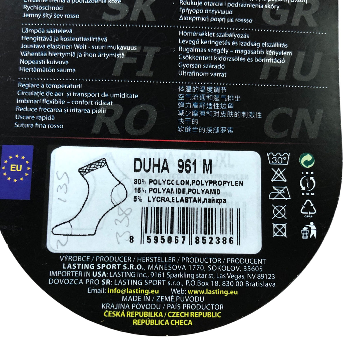 Lasting DUHA 961 M Functional Thermo Socks Active Sport Men's Size 25-27