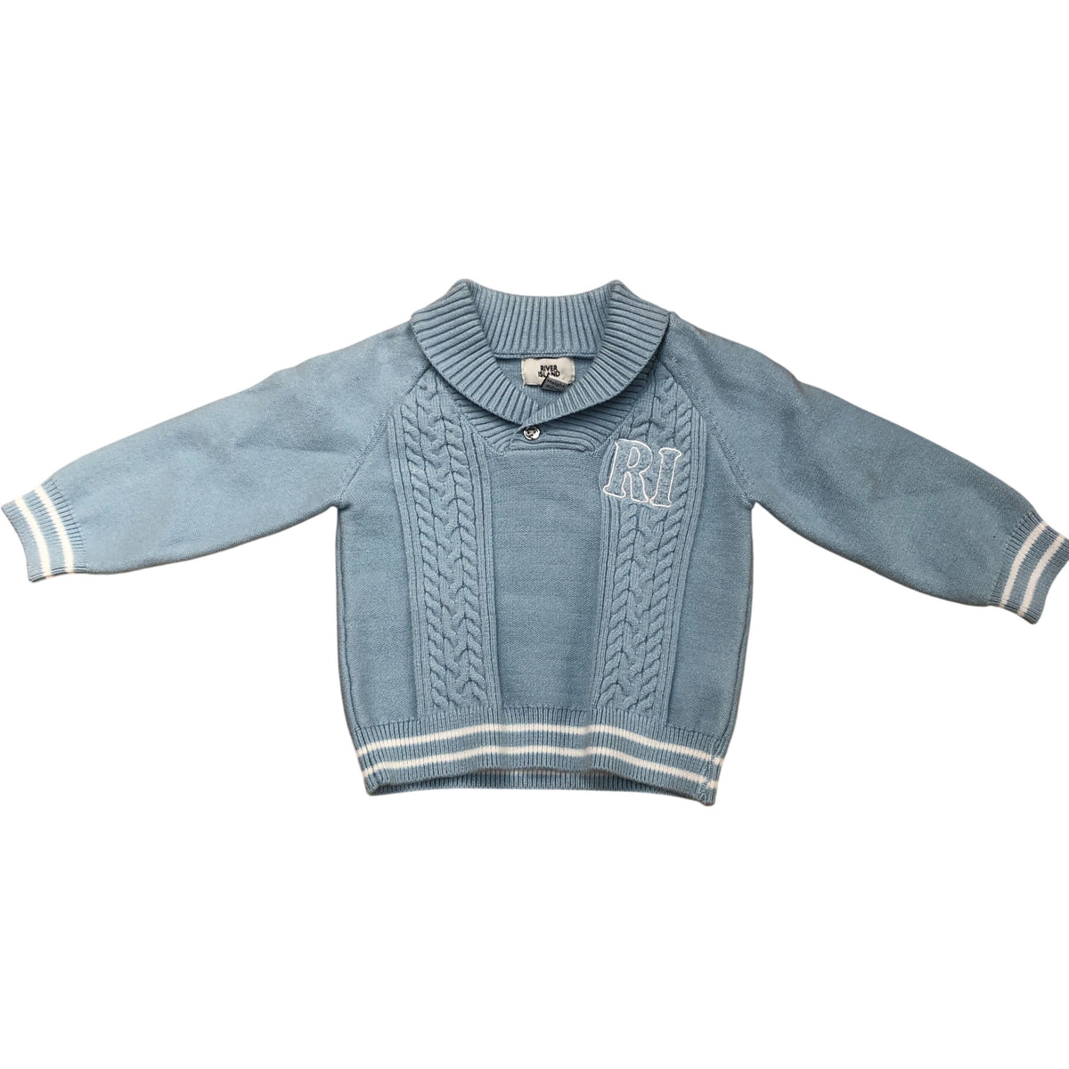 River Island Baby Set Sweater And Pants Outfit Size 0-3 Months Soft Knit Blue