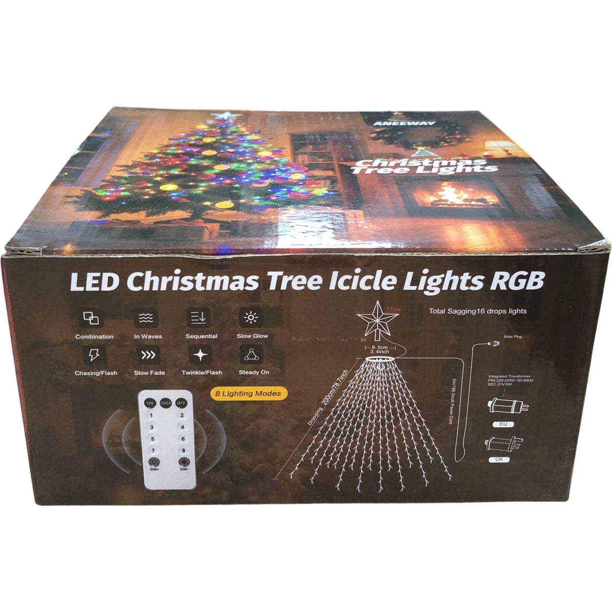 Aneway LED Christmas Tree Icicle Lights RGB 410 Multicolour String Lights