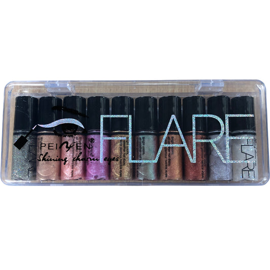 Peiyen Flare Shining Charm Eyes Multi Colour Glitter Eyeshadow Set New 10 Pieces