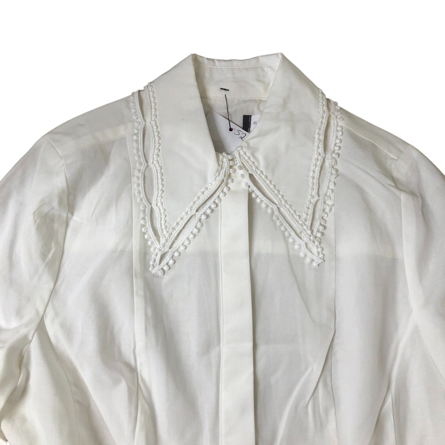 Branded White Blouse  Women's Elegant Design Lyocell Cotton Long Sleeve UK8