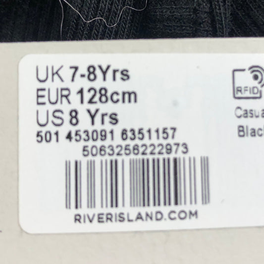 River Island Black Ribbed Girls Sleeveless Vest Top Age 7-8