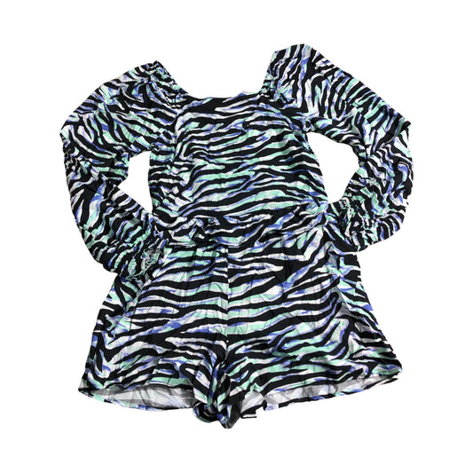 River Island Girls Zebra Print Playsuit UK 12 Years Green Black Animal Print