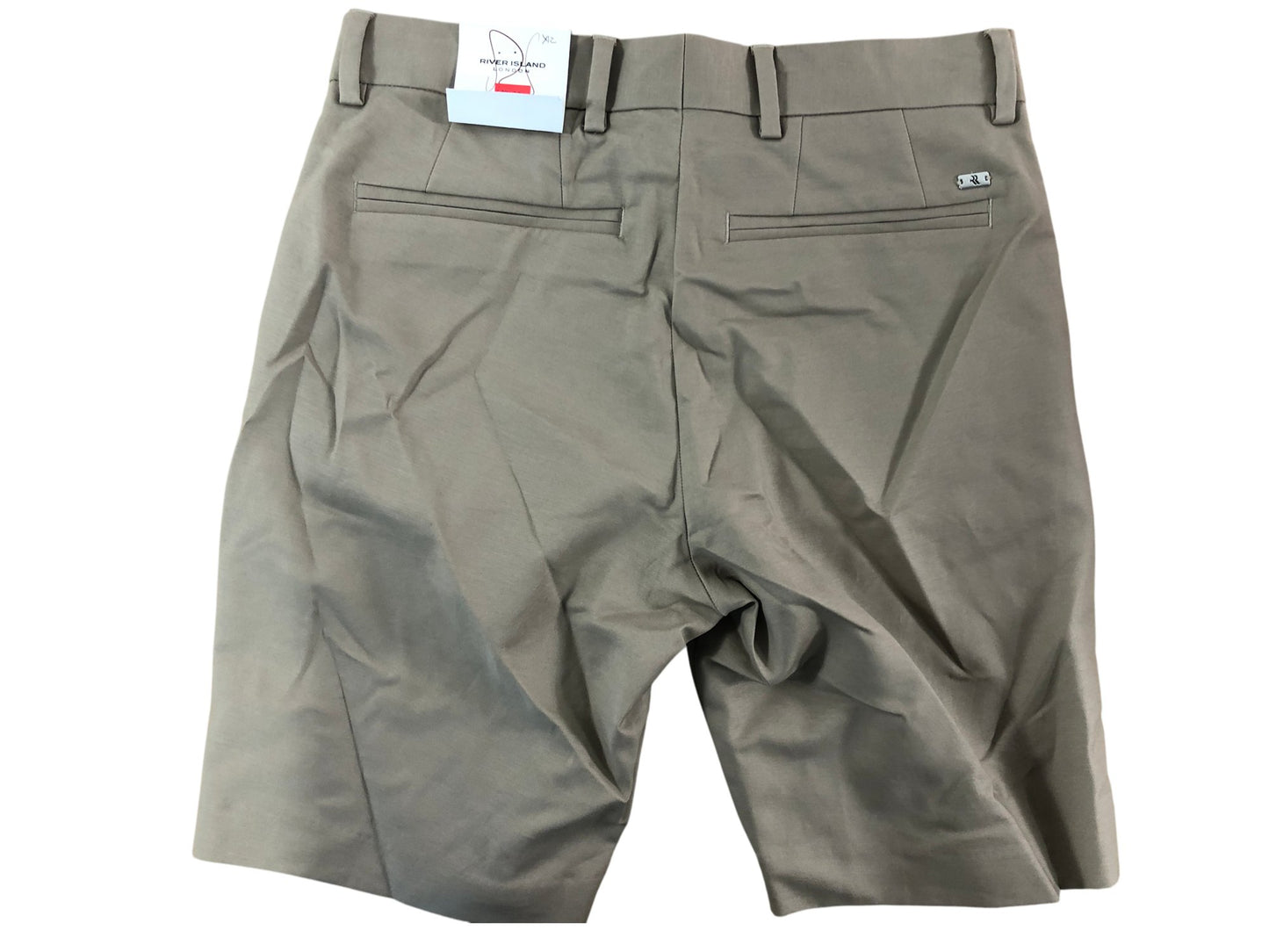 River Island Slim Fit Chino Shorts W28 Men's Taupe Casual Summer Wear