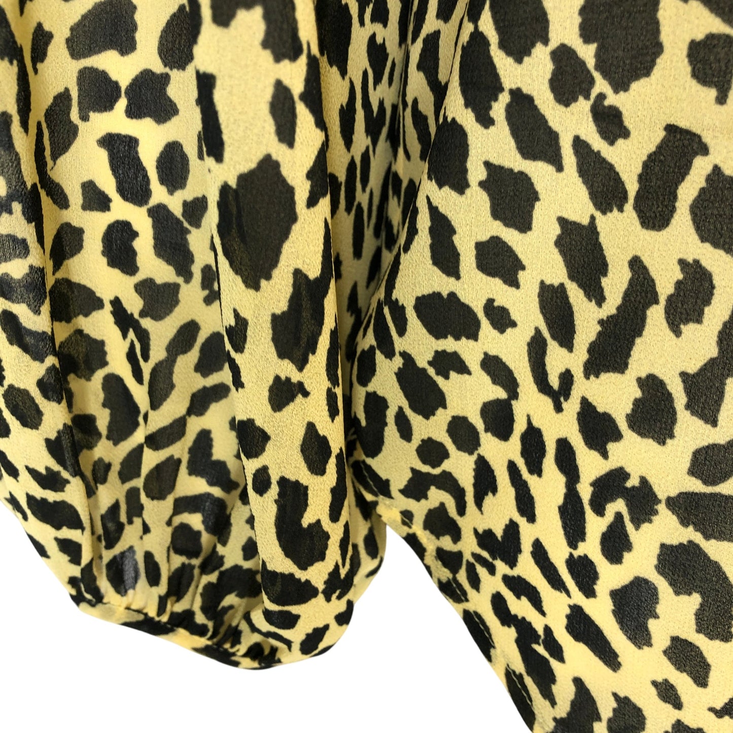 Leopard Print Blouse UK12 Women's Long Sleeve Polyester Yellow Black