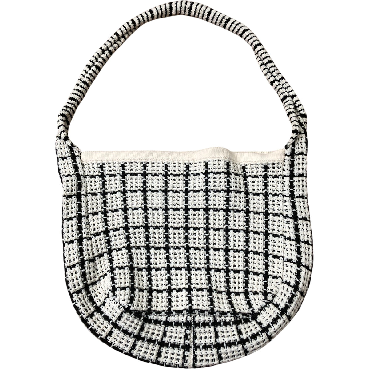 Black And White Checkered Shoulder Bag Women's Casual Tote Handbag