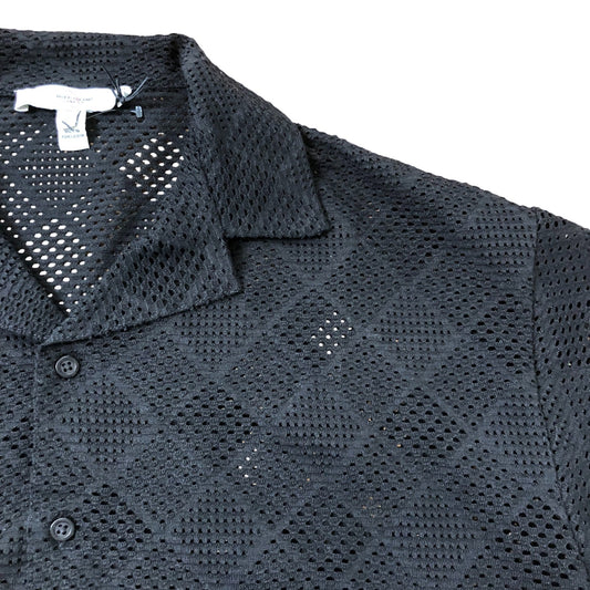 River Island Men’s Black Short Sleeve Shirt Size M Casual Patterned Top