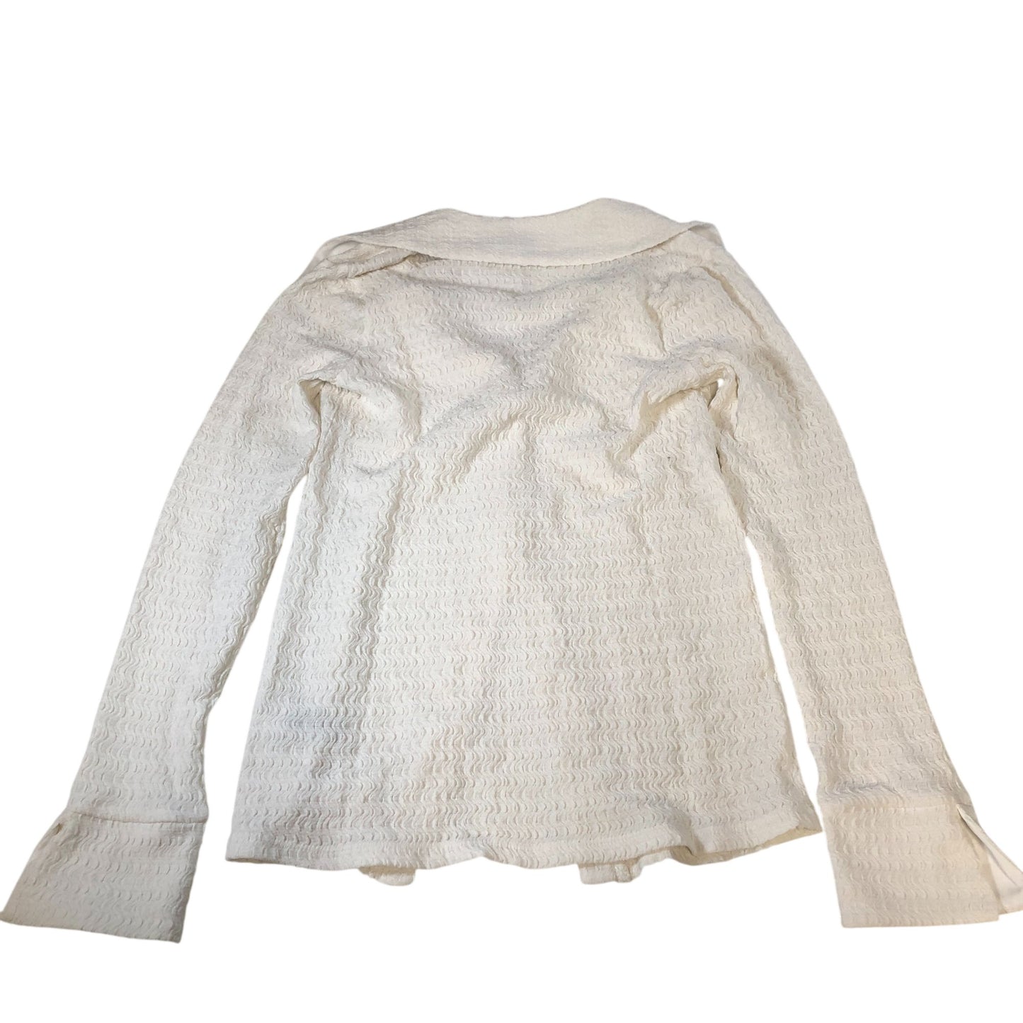 River Island UK6 Women's White Long Sleeve Shirt Textured Fabric Button Up