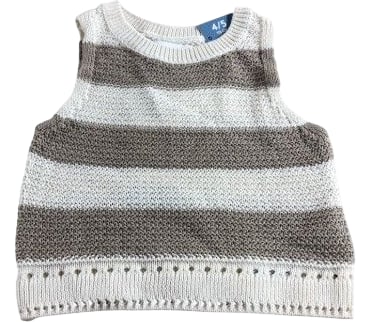 Lefties Sleeveless Crop Top Size 4-5 Years Knitted Beige Brown Stripes
