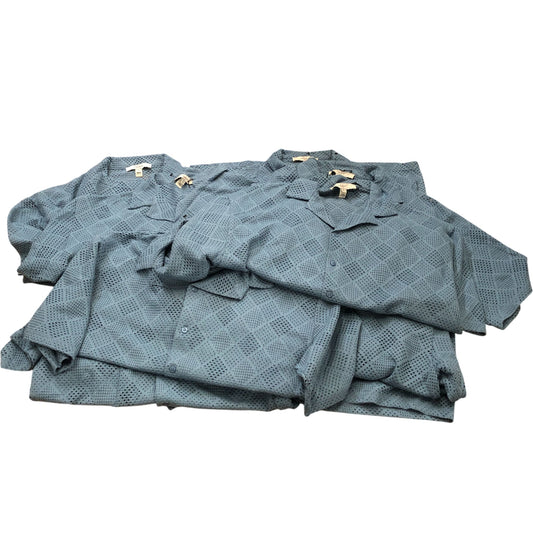 River Island Men's Casual Short Sleeve Shirt M Blue Diamond Design 10 Pack