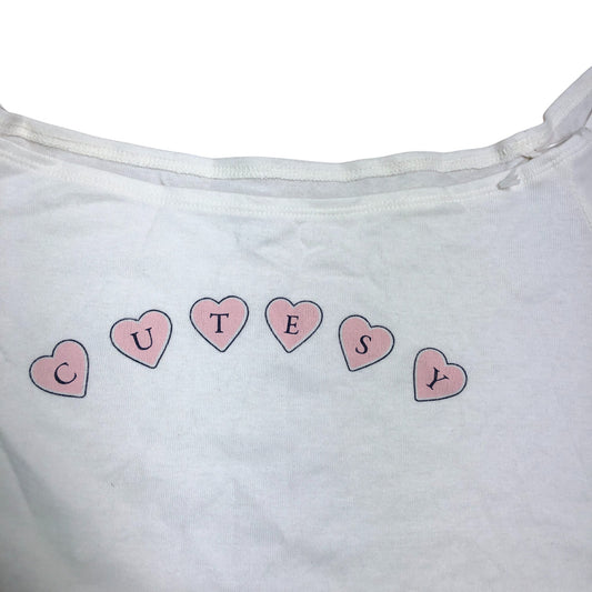 Hollister Hearts Graphic T-Shirt Women's Size L Cute Cotton White Tee