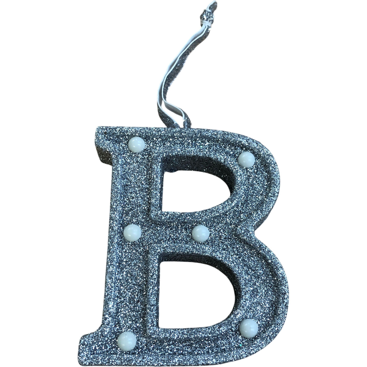 Light Up Silver Glitter Christmas Tree Decoration Letter 'B'
