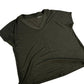 River Island V Neck T Shirt UK Size 12 Women's Olive Green Viscose Blend Top