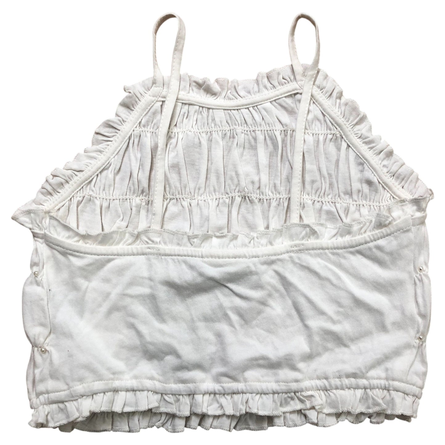 River Island Girls White Ruffled Crop Top 7-8 Years Sleeveless Summer Style