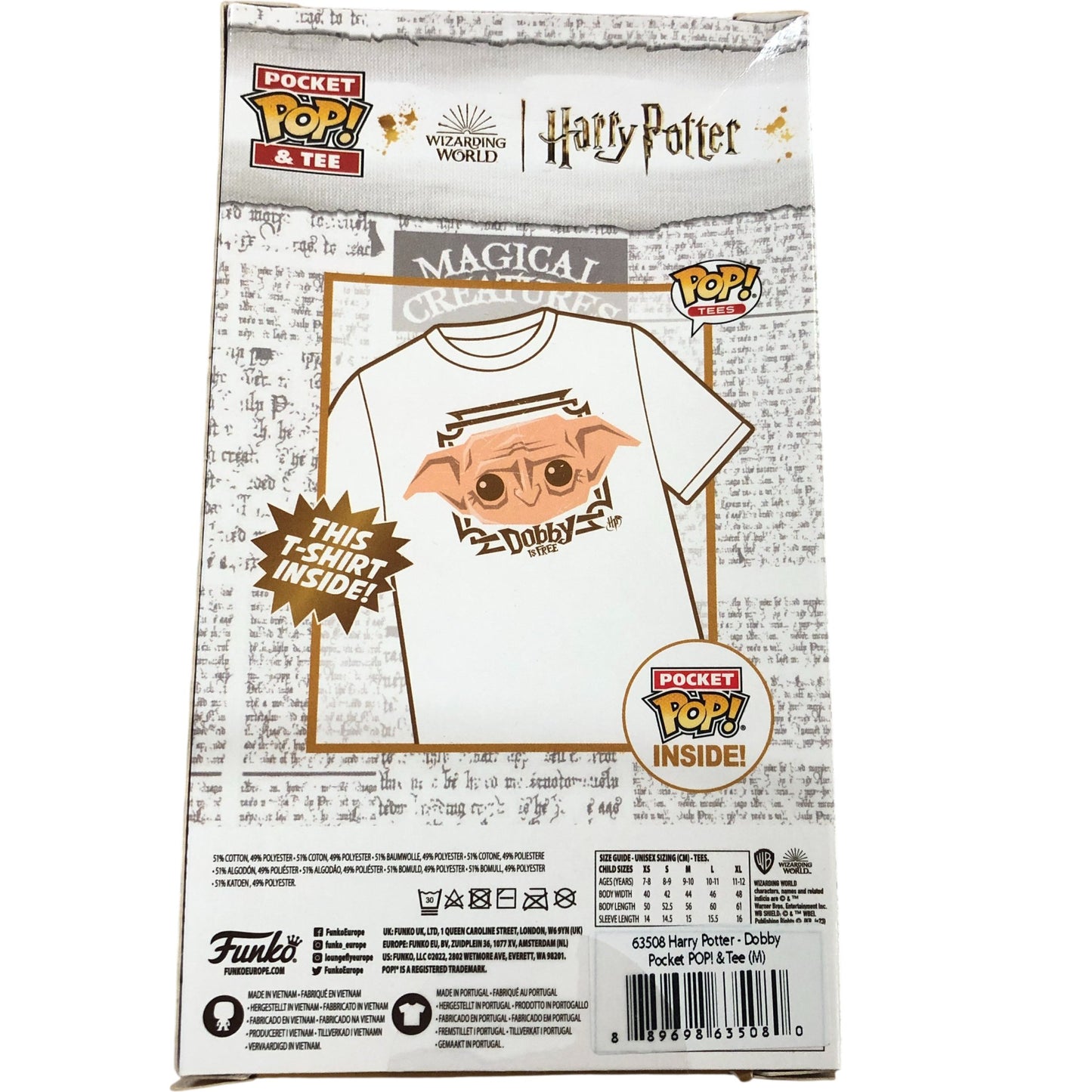Harry Potter Dobby Pocket Pop And Tee Child Medium Size Collectible Set