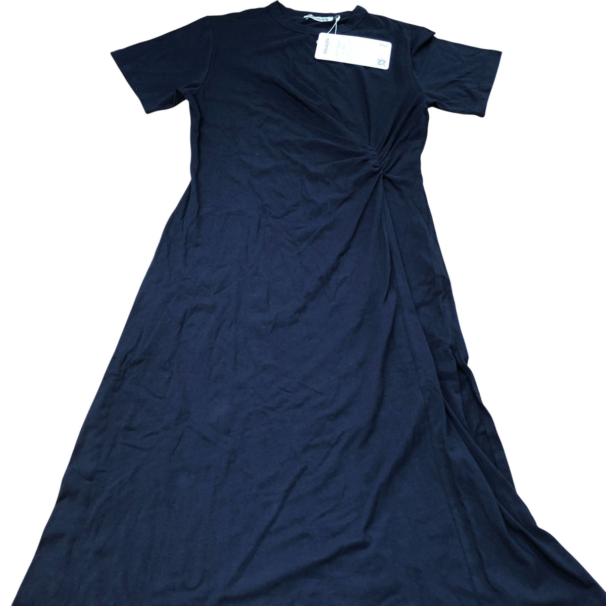 Baukjen Women's Twist Front Short Sleeve Dress UK Size 12 Navy Blue
