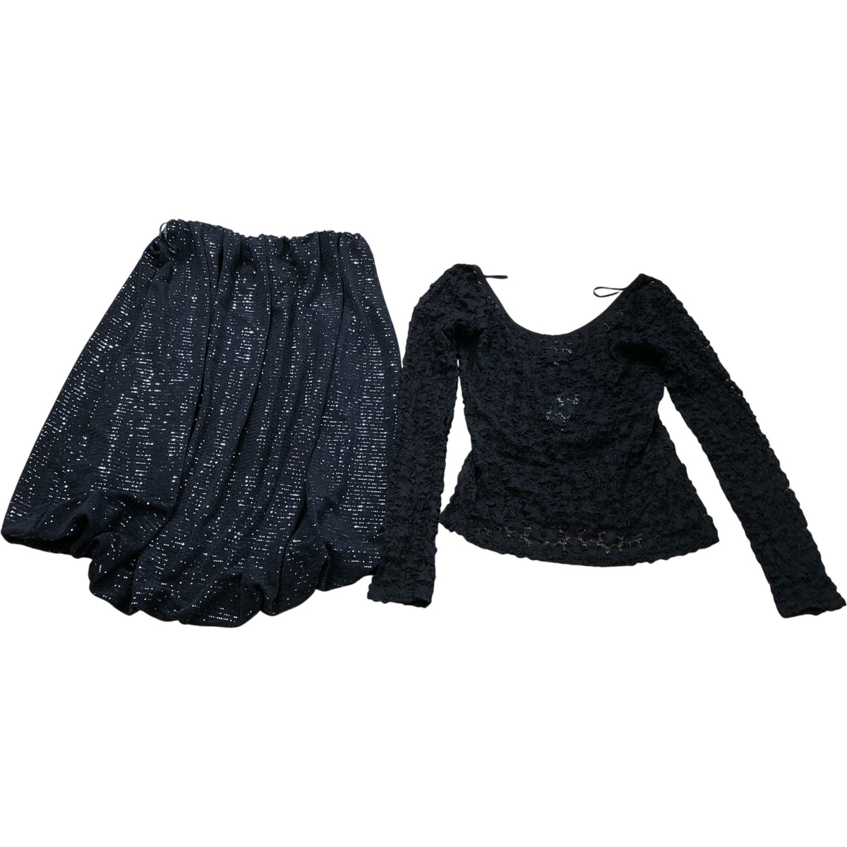 River Island Black Lace Body Top and Skirt Set Size 8