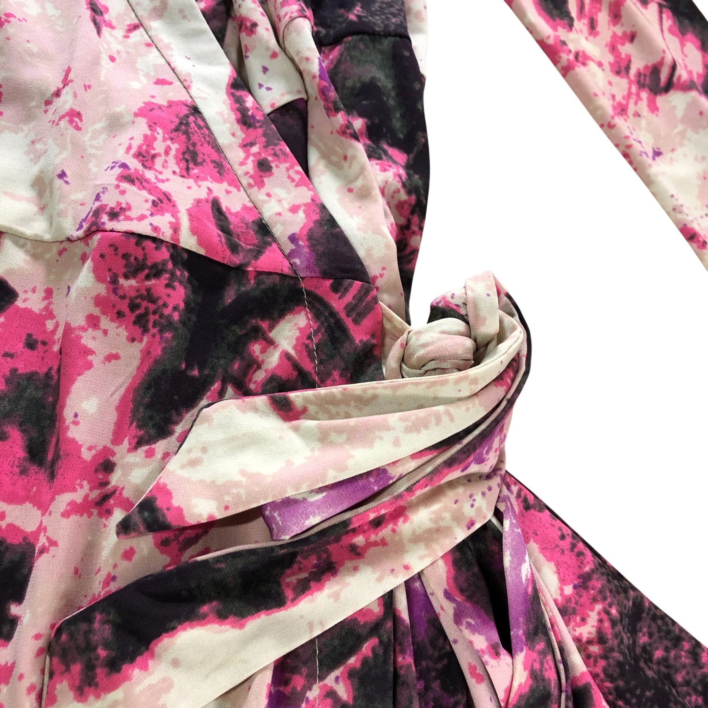 BCBGMAXAZRIA Wrap Dress Size S Women's Long Sleeve Tie Dye Pink