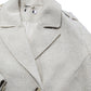 Women's Herringbone Coat Beigey White Single Breasted Size M