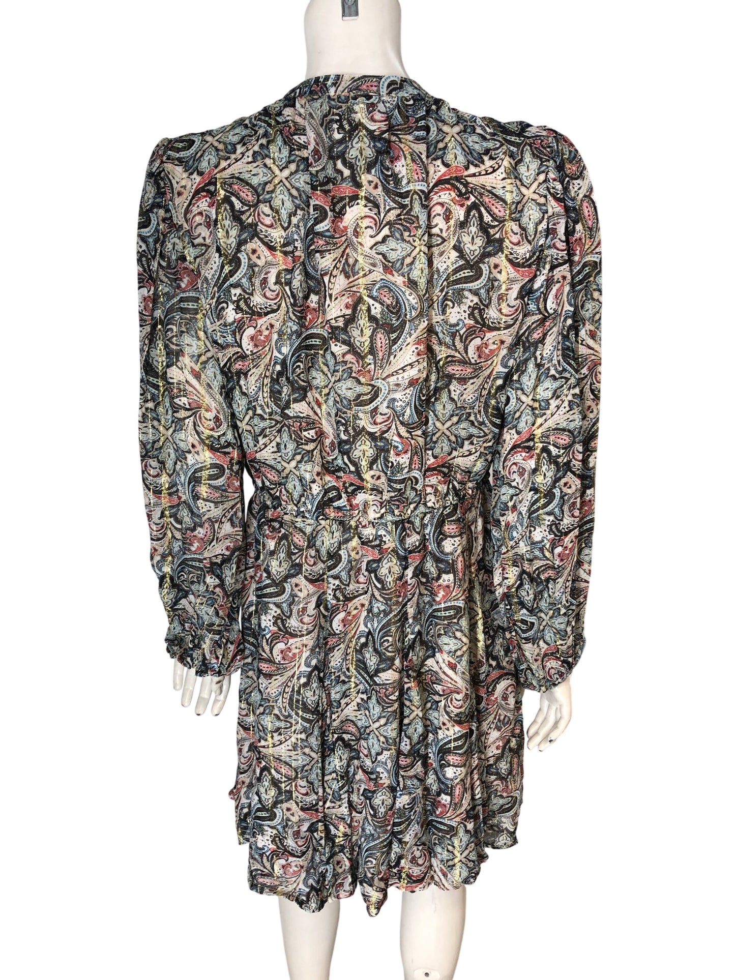 RIVER ISLAND Women's Long Sleeve Paisley Mini Dress Size 14 Floral Pattern