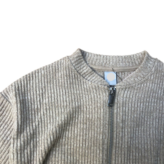 Kids Light Grey Zip Up Cardigan Ribbed Knit 4 Years