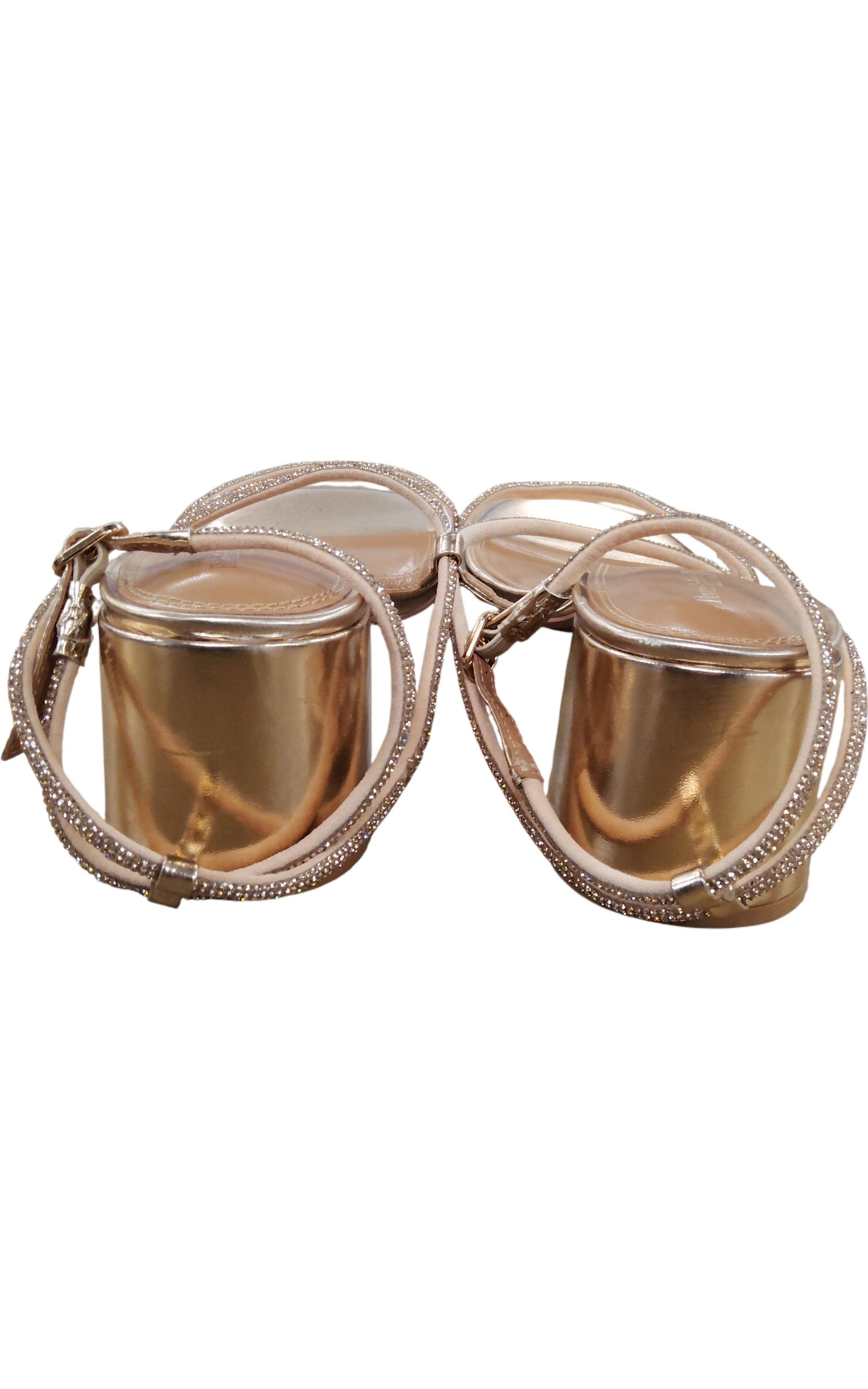 River Island Rose Gold Women's Sandals Size 9 Wide Fit Strappy Kitten Heels