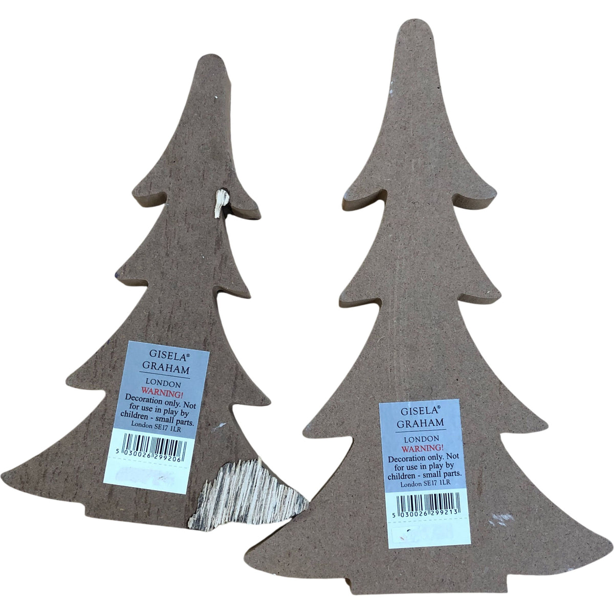 Gisela Graham Natural Wood Christmas Tree with Snowflakes Set of 2