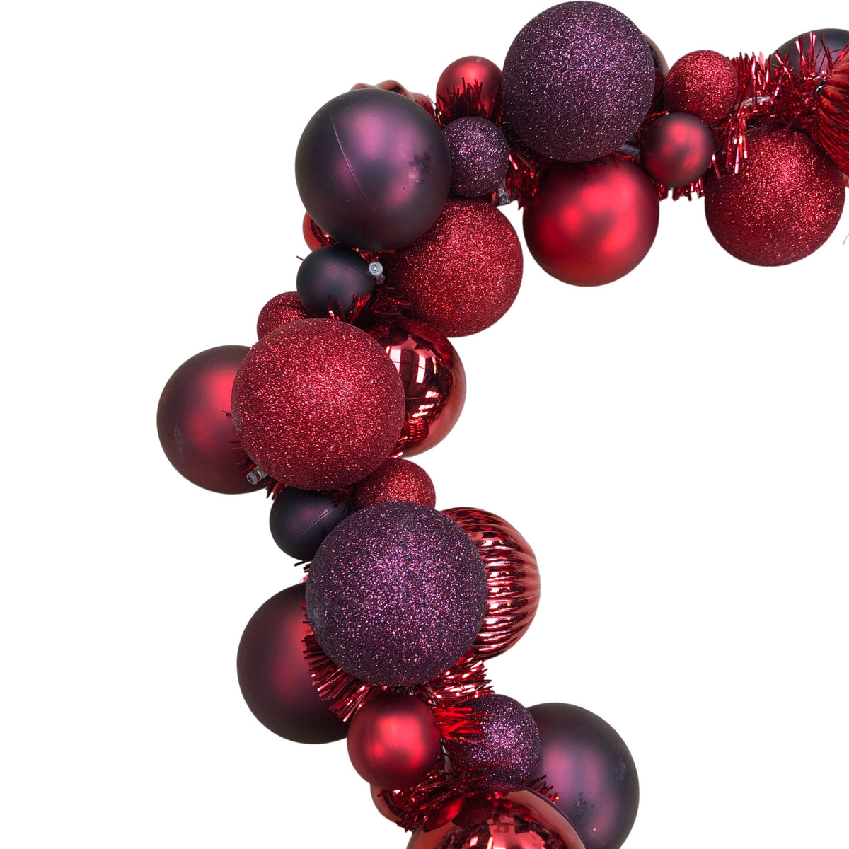 Burgundy Pre Lit Christmas Bauble Garland 145cm