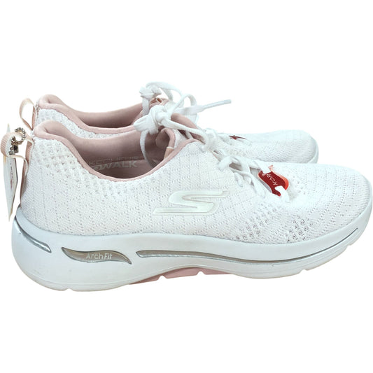 Skechers Go Walk Arch Fit UK5.5 Women's White Pink Trainers Shoes Comfort