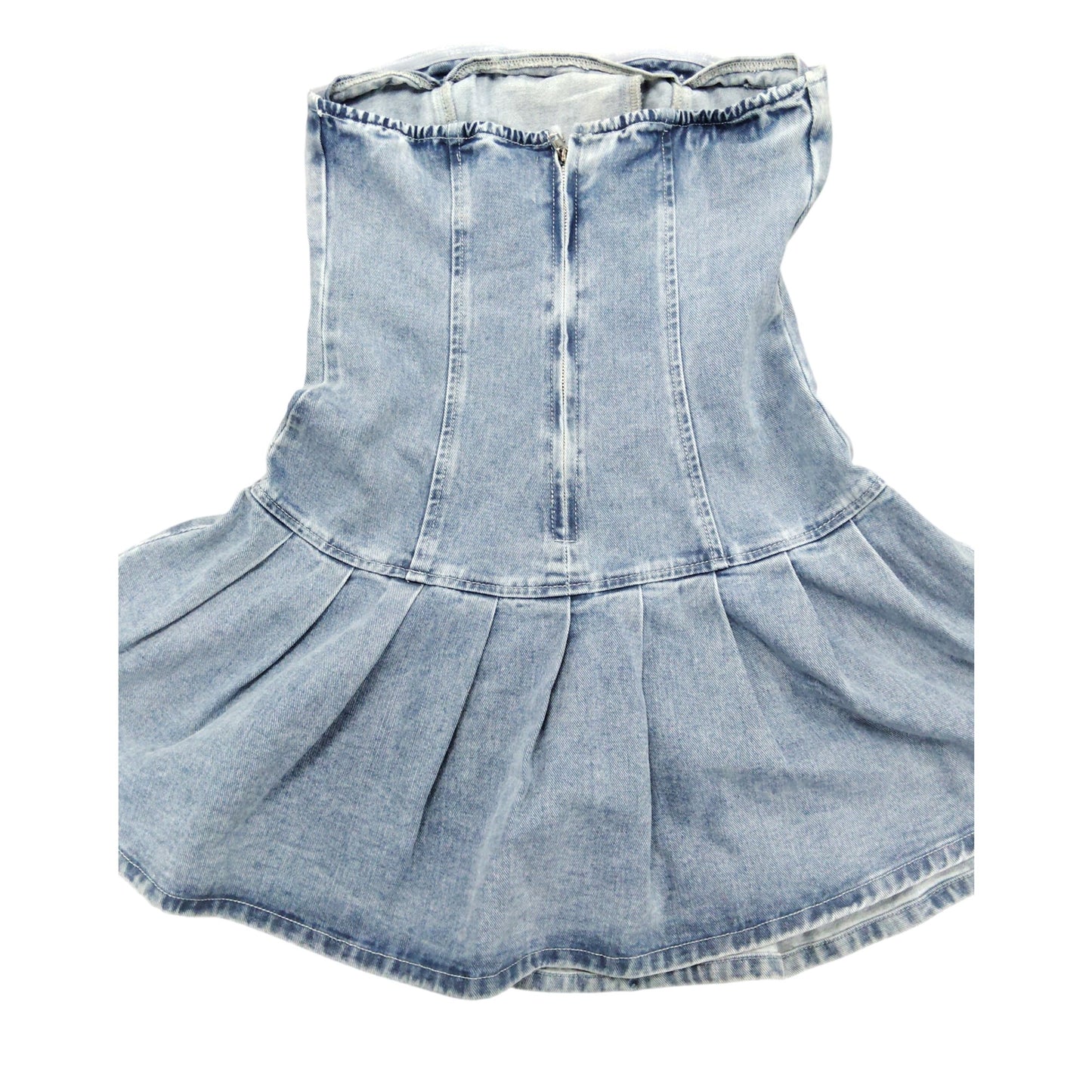 River Island Denim Dress UK10 Women's Flared Skirt Button Detail Blue