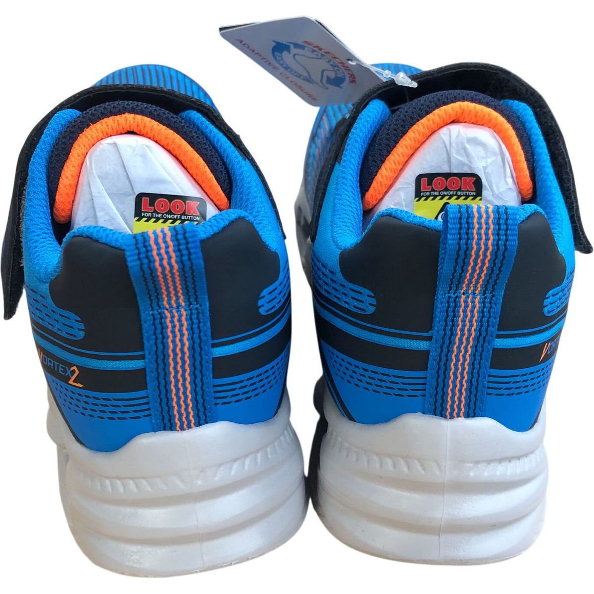 Skechers S Lights Vortex 2.0 Kids Blue Navy Trainers Light-Up Shoes Size 13