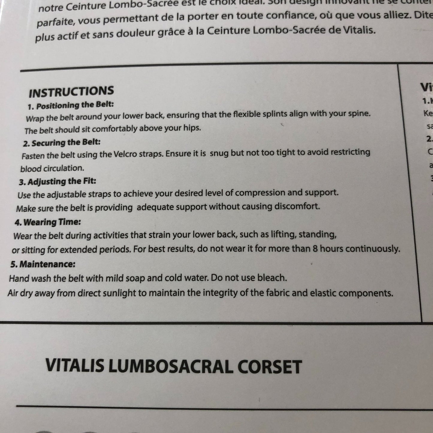 Vitalis Medical Supplies Advanced Comfort Lumbosacral Corset XS Beige Support