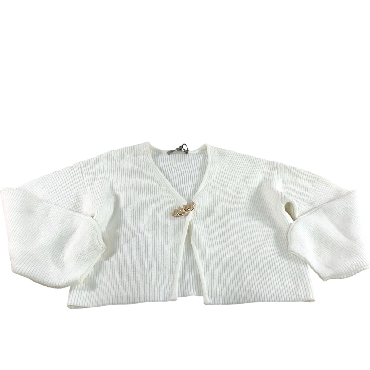 River Island Women's Size Medium Cardigan Cream Ribbed Long Sleeve